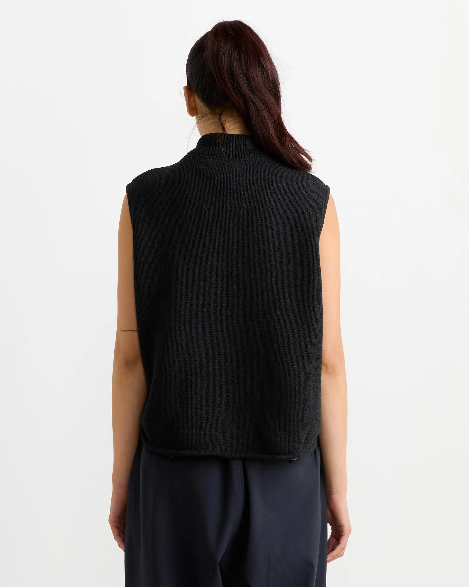 Boxy Cotton Waistcoat in Black