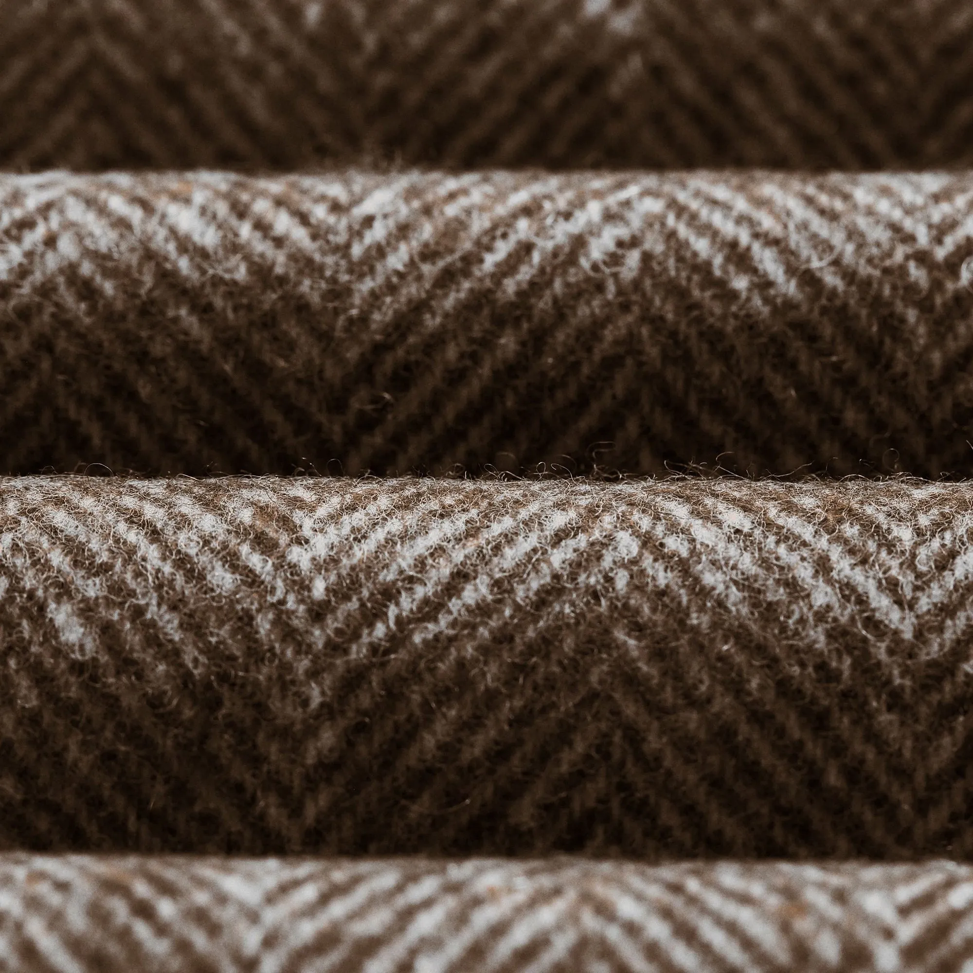 Brown Herringbone Pattern Merino Wool Scarf