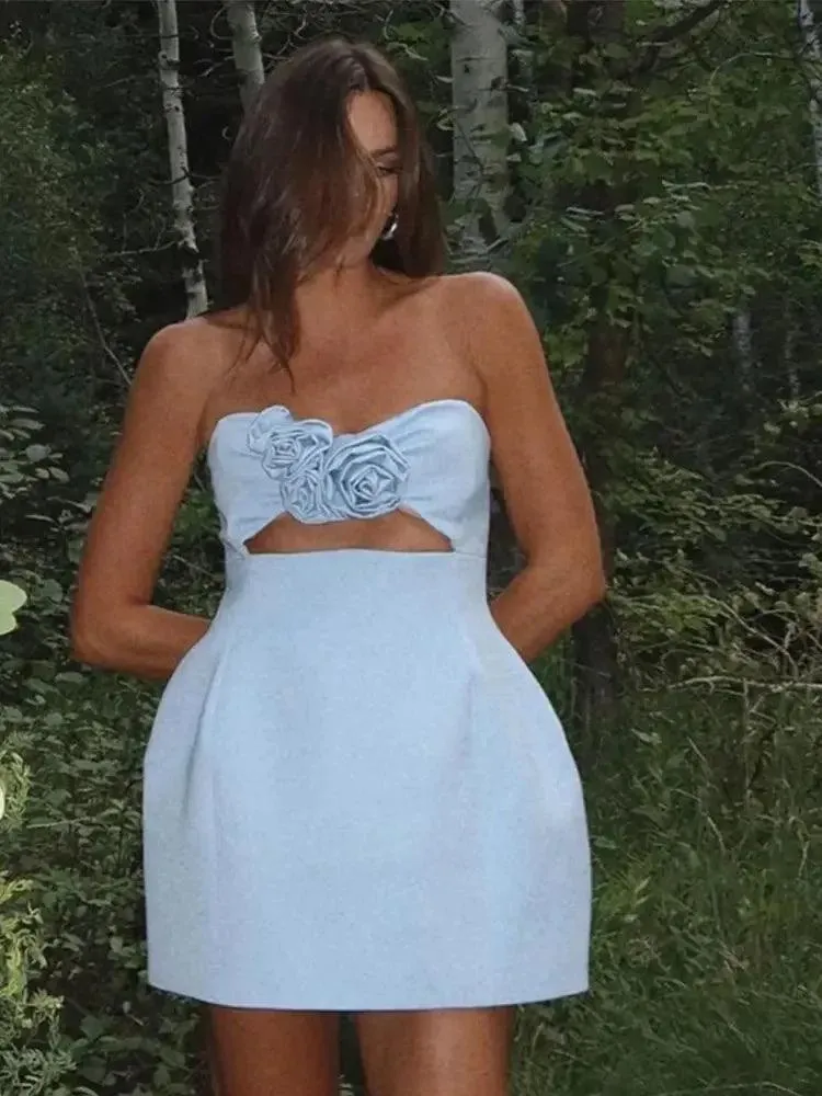 Floral Backless Mini Dress: Elegant Clubwear for Women