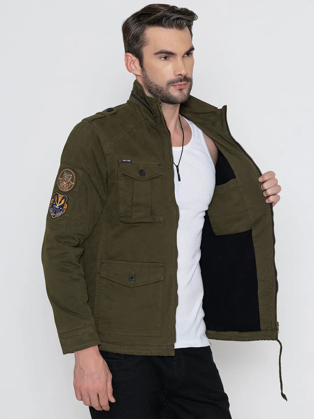 HUNTER GREEN DETACHABLE HOODED JACKET.