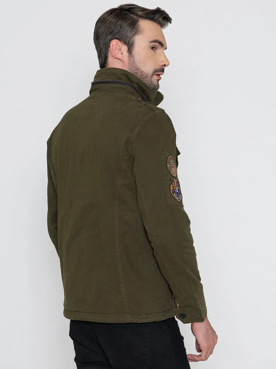 HUNTER GREEN DETACHABLE HOODED JACKET.