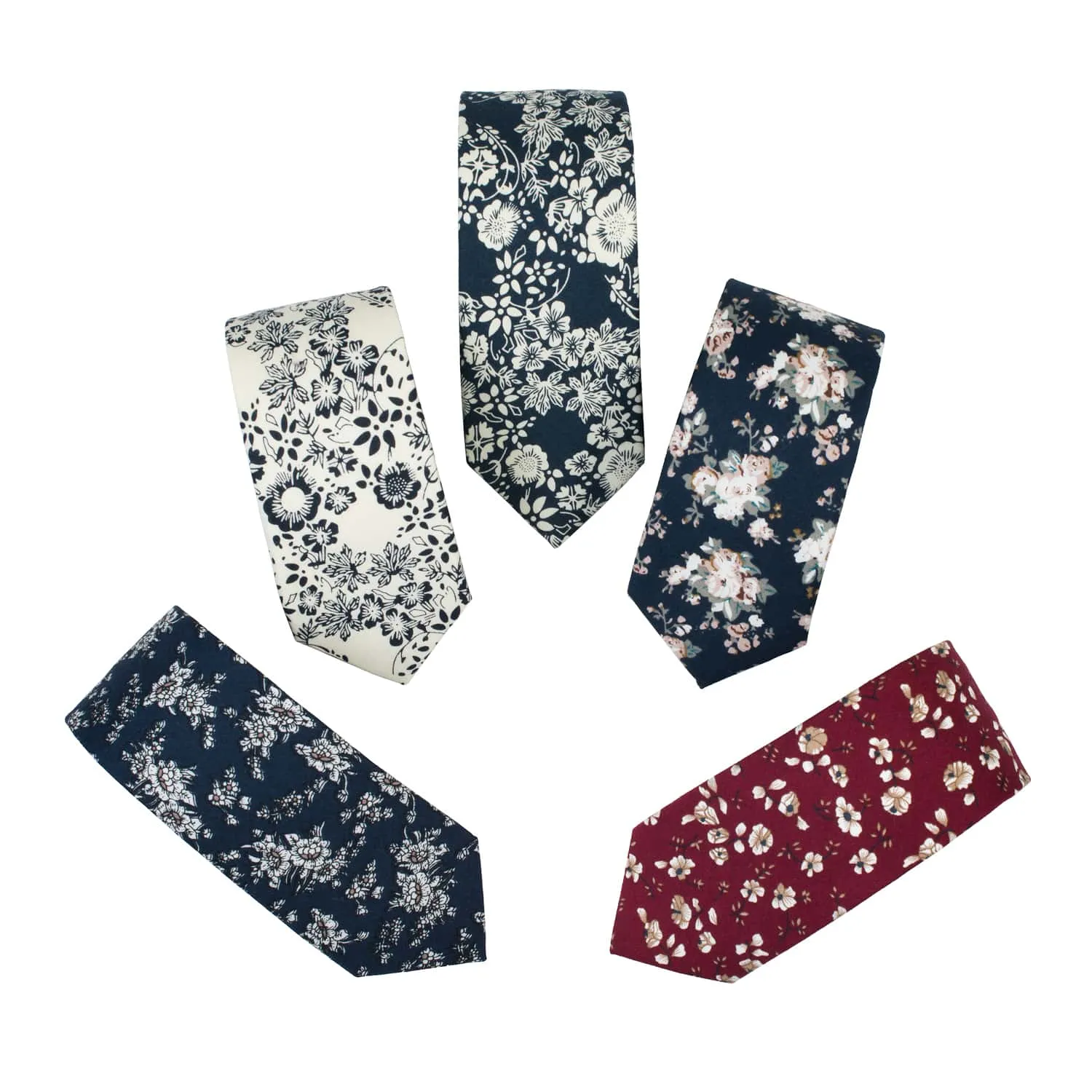 Lawrence Floral Cotton Tie,  Navy / White