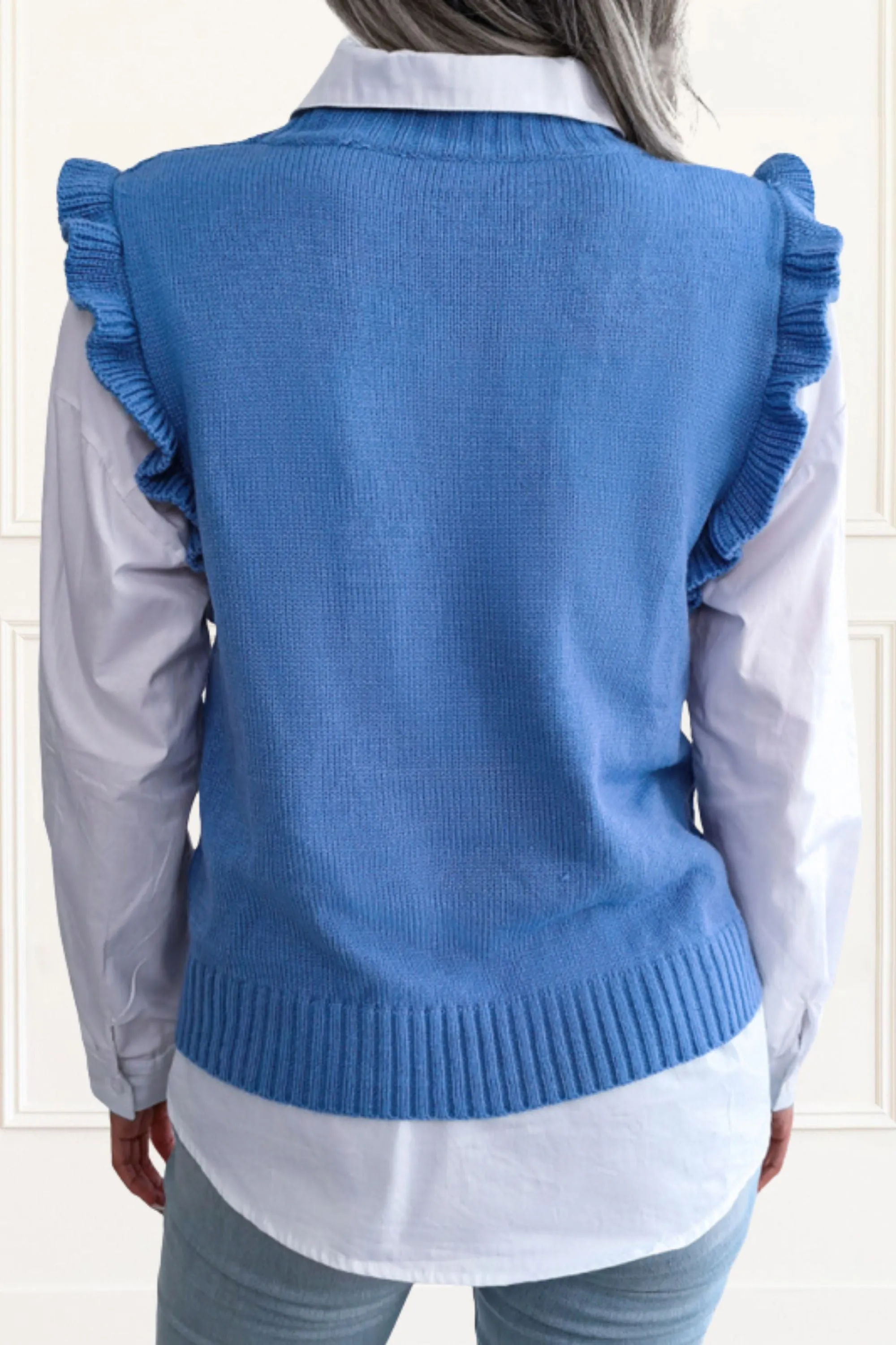 Sadie Sweater Vest Diamond Pattern Round Neckline