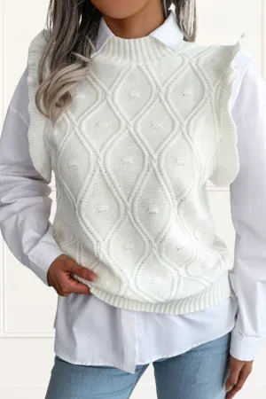 Sadie Sweater Vest Diamond Pattern Round Neckline