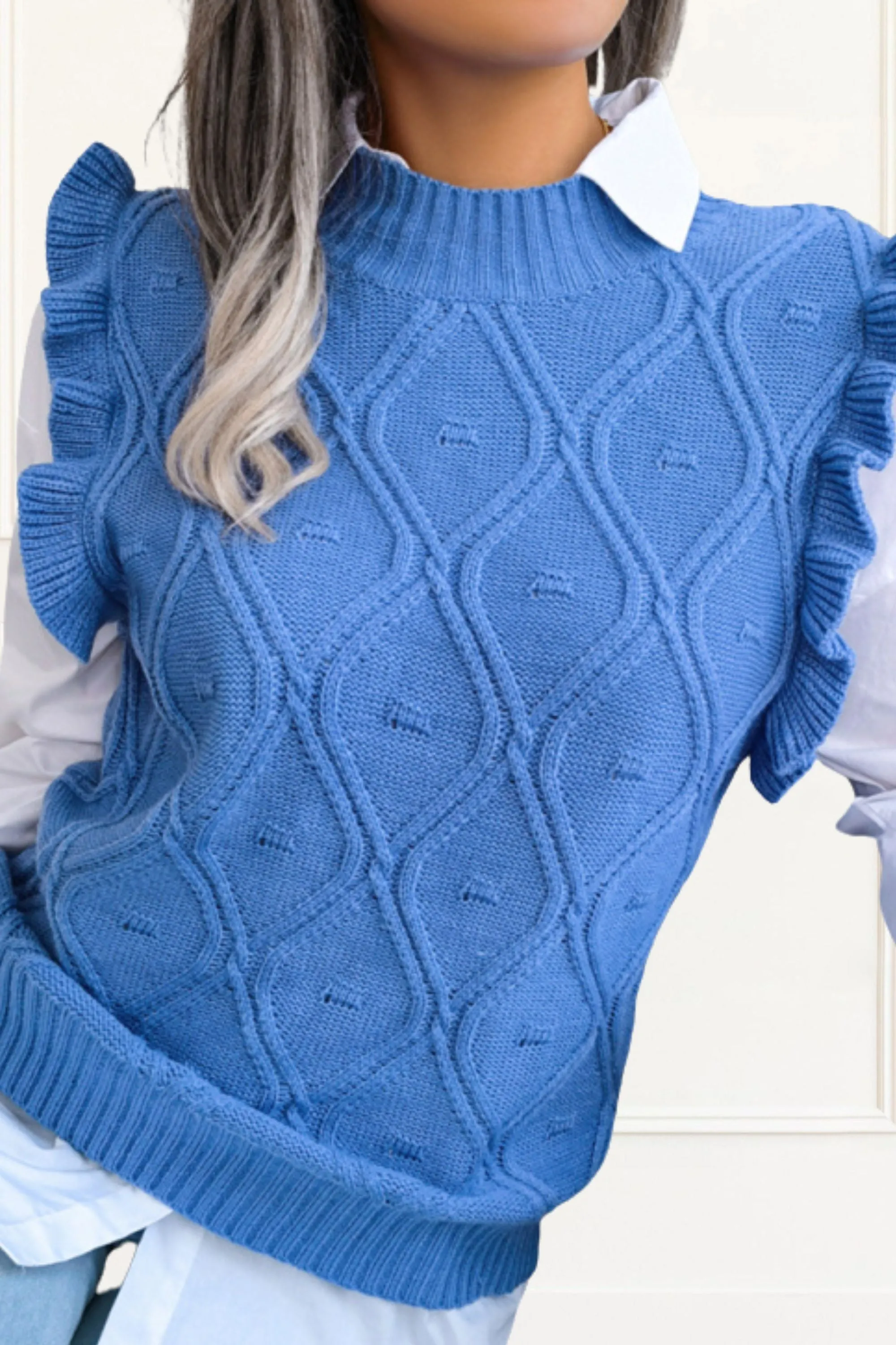 Sadie Sweater Vest Diamond Pattern Round Neckline