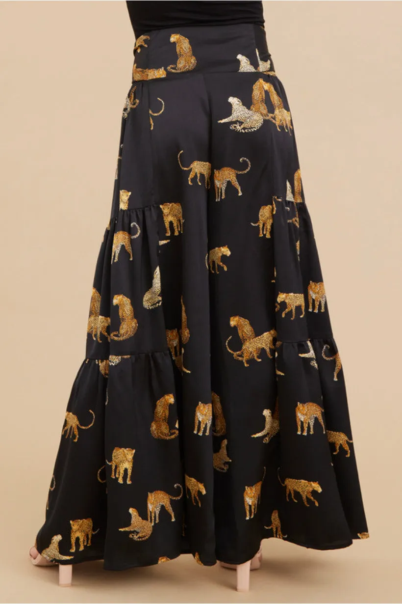 Satin Animal Print Palazzo Pants