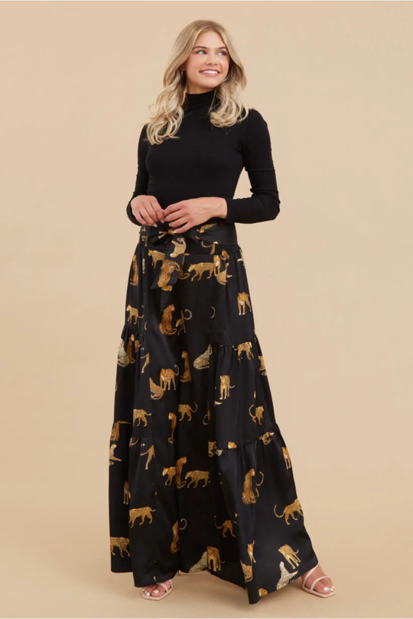 Satin Animal Print Palazzo Pants