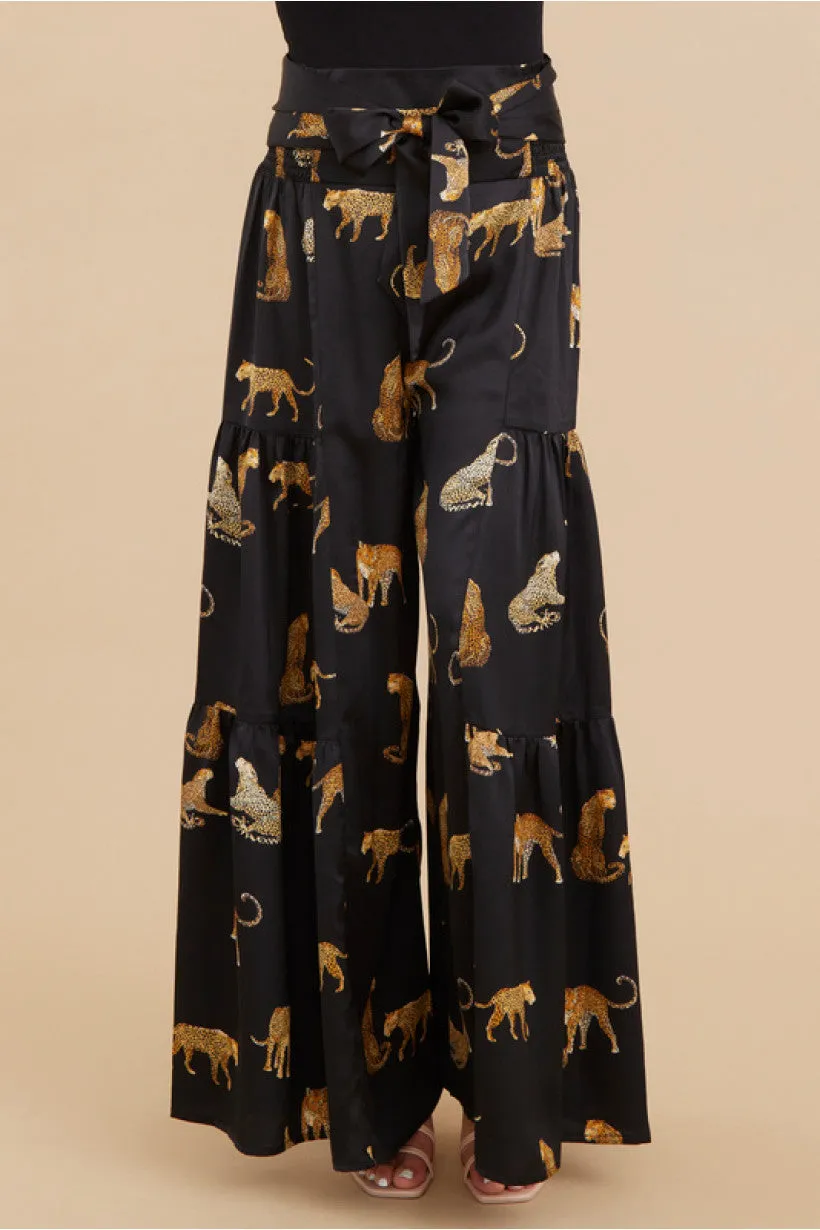 Satin Animal Print Palazzo Pants