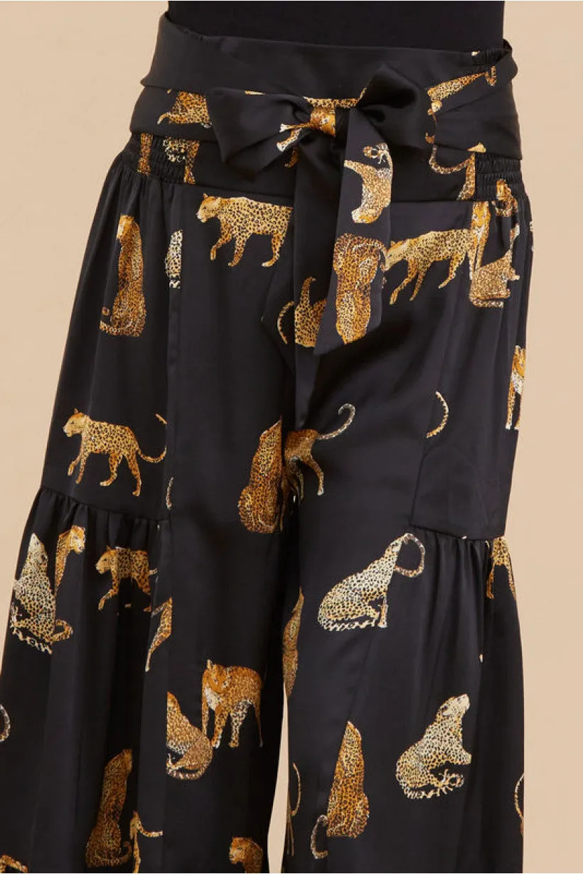 Satin Animal Print Palazzo Pants