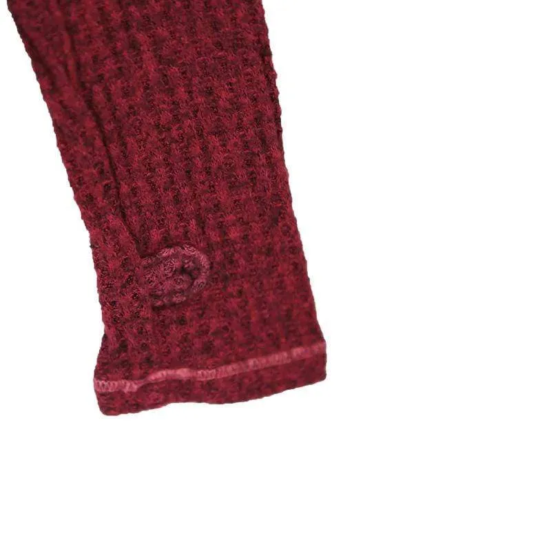 T2Love Burgundy Thermal Knit Girls Hoodie with Thumbholes