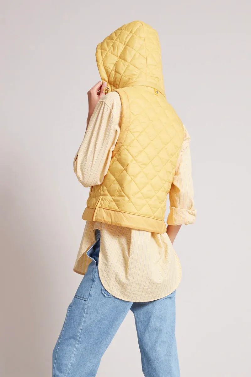Talia Quilted Gilet w/ Removable Hood - Sunshine