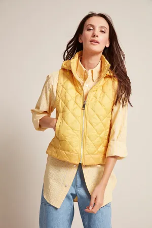 Talia Quilted Gilet w/ Removable Hood - Sunshine