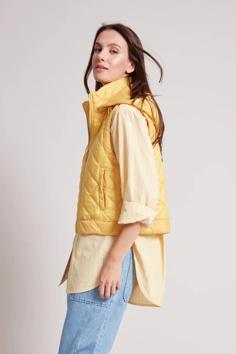 Talia Quilted Gilet w/ Removable Hood - Sunshine